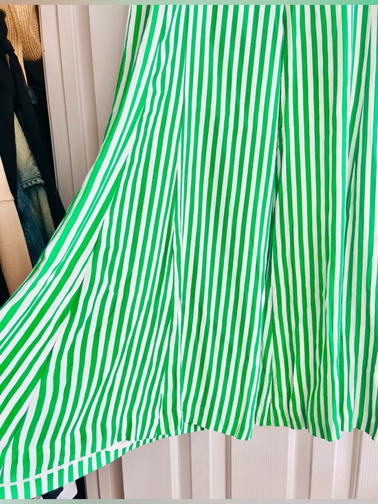 Anthropologie Green and White Striped Wide Leg Pants - Picture 3 of 10